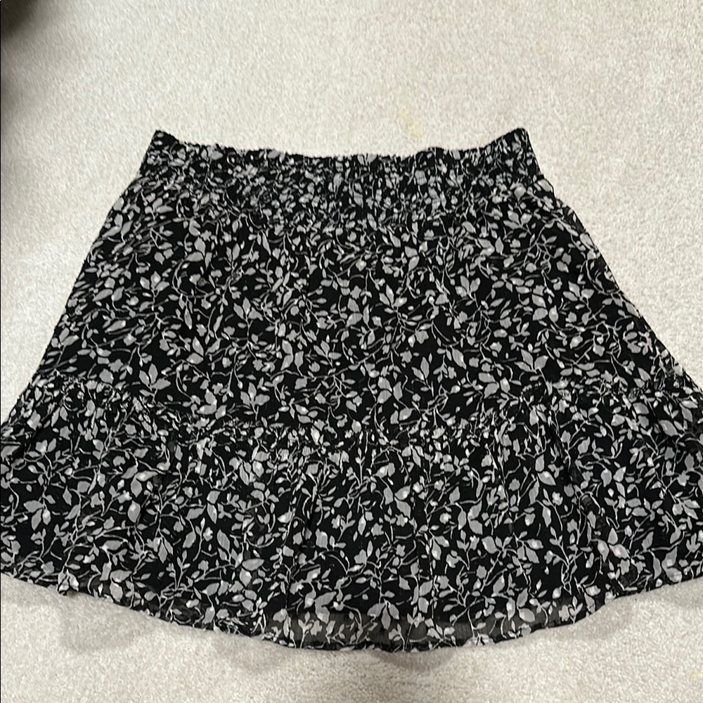 Floral Black and White Skirt